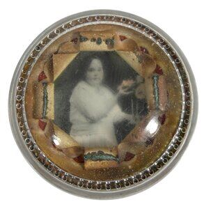 Vintage/Antique Glass Paperweight Sepia Photograph Curled Paper Design